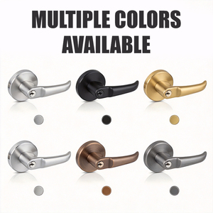 Manija de Puerta Curva Ergonómica Moderna TIANYI, Palanca de Acero Inoxidable Cepillado con Roseta Redonda, Cerradura para Puerta Interior con Llaves - Product Image 2