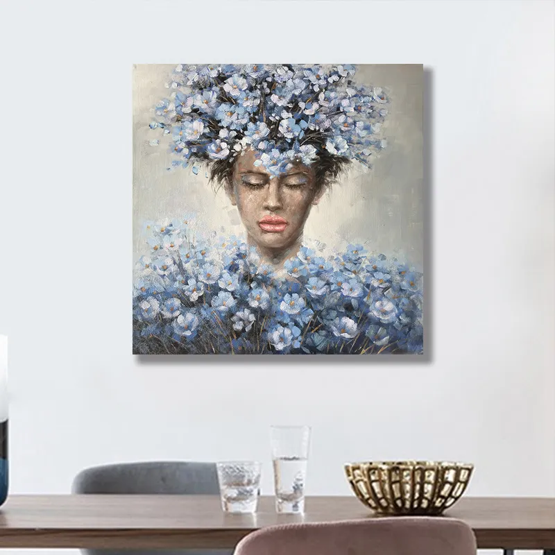 Wall Decor Modern Style Flower Beauty Portrait Wall Art Oil Painting Wall Art Acrylic Painting Canvas Paintings Canvas Printing