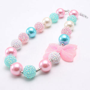 Collar con colgante de cuentas gruesas para niñas, joyería con lazo, <span class=keywords><strong>chicle</strong></span>, para fiesta de princesas, conjunto de joyería de juego de simulación - Product Image 5