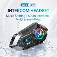 Casque Intercom Moto 5.4 avec Portée 500M pour 2 Motards, Partage Audio et Musique, Mixage Sonore, IPX6, Double Téléphone, Réponse Automatique