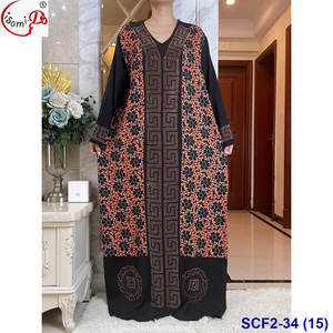 Vente en gros, robe abaya prête à l'emploi, grande taille, avec imprimé spandex doux, pierre de cristal, et écharpe, mode africaine wom - Product Image 6