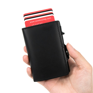 กระเป๋าสตางค์ Casekey รุ่นวินเทจ ทรงบาง เรียบง่าย สำหรับใส่บัตรเครดิต ป้องกัน RFID พร้อมช่องใส่เหรียญ จุบัตรได้ 4-6 ใบ - Product Image 1