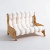 Canapé-lit de luxe en velours à bulles pour animaux de compagnie, grand modèle, surélevé, en bois, pour chiens et chats, fauteuil lounge doux et moelleux, écologique, pour intérieur