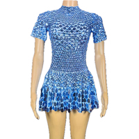 Robe mini à paillettes noires, tenue de danse de boîte de nuit, vêtements de performance de haute qualité, combinaison, robes rouges d'anniversaire