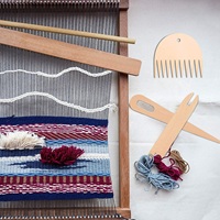 Tailai Beechwood Loom Stick Tissage Aiguille à crochet avec navettes en acier inoxydable et bâton de canette en bois pour bricolage Artisanat