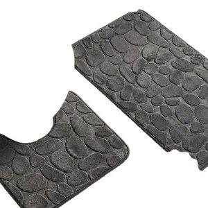 Tapis de salle de bain Cangming en polaire corail gaufré, ensemble de housses de siège de toilette absorbantes, design moderne et simple, lavable à la main - Product Image 3