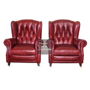 Sillón de Cigarros de Cuero Genuino de Alta Gama, Estilo Italiano, Antiguo y Retro, con Ruedas, para Sala de Estar, Muebles para el Hogar - Product Image 3