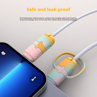 Protection tout compris, organisateur de câbles de données, étui de câble de charge en silicone mignon de dessin animé pour Type-C compatible avec IOS