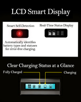 Chargeur de batteries Ni-MH AA/AAA 1,2 V à 4 et 8 emplacements avec écran LCD intégré, pour batteries NiMH 5 V/3 A 2200 mAh et batteries 900 mAh