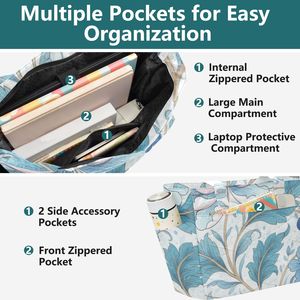 Floral Print Washable Handbag Large Capacity Reusable Tote Bag Polyester Beach Travel Shop Daily Use - Product Image 4