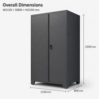 Armario de Herramientas de Acero Resistente para Taller o Garaje, con Doble Puerta, Cerradura Electrónica con Código, Estantes Ajustables y Patas Elevadas Cónicas