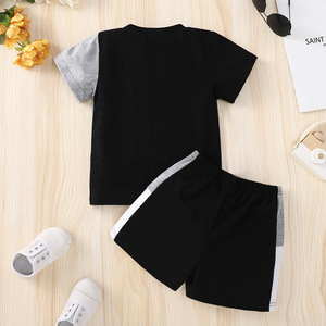 Traje Infantil de Manga Corta para Niño, Combinación de Colores Negro, Blanco y Gris, para Verano - Product Image 2