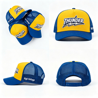 Casquette Snapback Sportive Streetwear Trucker Bicolore Jaune Bleu en Maille avec Broderie 3D Personnalisée Thunder