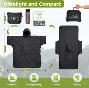 معطف بونشو دافئ ومحمول ومقاوم للماء ورداء ولحاف للتخييم وكيس نوم يمكن ارتداؤه للطقس البارد مباشرة من المصنع - Product Image 6