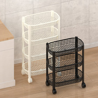 Chariot de rangement de cuisine moderne multi-niveaux à roulettes, panier en plastique maillé pour fruits et légumes, étagère de rangement mobile pour cuisine