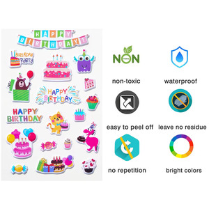 Confezione da 12 Pezzi, <span class=keywords><strong>Adesivi</strong></span> Decorativi Natalizi 3D Personalizzati con Stampe di Cartoni Animati, <span class=keywords><strong>Adesivi</strong></span> Gonfiati <span class=keywords><strong>per</strong></span> Bambini - Product Image 6