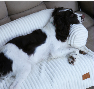 <span class=keywords><strong>2026</strong></span> Neues gestreiftes Kaninchenfell-Hunde bett U-förmiges Kissen Hunde bett Abnehmbare wasch bare Haustier matte Katzen sofa matte - Product Image 6