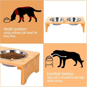 Mangeoire surélevée en bambou <span class=keywords><strong>pour</strong></span> petits chiens et chats - Product Image 3