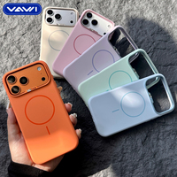 VAWI S098 Cadre d'objectif en métal avec coque de téléphone en silicone liquide incrustée de diamants pour iPhone 12 13 14 15 16 17 Pro Max Coque en silicone