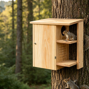 Casa y Comedero para Ardillas de <span class=keywords><strong>Madera</strong></span> Natural, Refugio para Animales Silvestres de Jardín, Caja de <span class=keywords><strong>Madera</strong></span> de Pino, Venta al Por Mayor Directa de Fábrica - Product Image 3