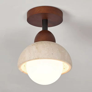 Lampadario Minimalista Retrò EOS in Travertino, Lampada a Sospensione LED Centrale 3500K Bianco Caldo, Alta Luminosità, Protezione Occhi, per Camera da Letto - Product Image 6