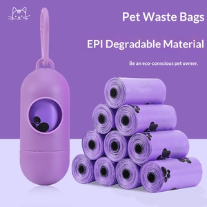 Sacchetti Biodegradabili per Raccogliere le Deiezioni di Cani e Gatti, Materiale EPI Rinforzato, Tipo a Bocca Piatta, Dispenser per Sacchetti con Fragranza di Lavanda - Product Image 1