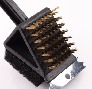 Factory Price 3-in-1 BBQ Grill Cleaning <b>Brush</b> with Stainless Steel Bristles Heat Resistant & Non-Stick Includes <b>Scrub</b> Sponge - Product Image 4