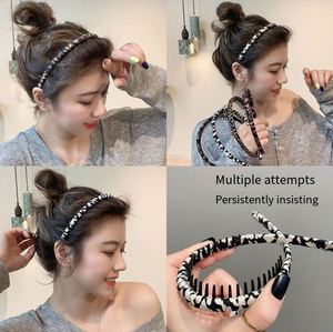 Serre-tête à dents en tissu zig-zag motif requin pour femme, antidérapant, avec peigne intégré - Product Image 4