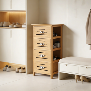 Wholesale Modern Brown Solid <strong>Pine</strong> Wood Four-drawer Bedside <strong>Dresser</strong> for Files Books Bedroom Living Room Eco-Friendly Durable - Product Image 4