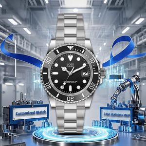 Montre à quartz pour homme 1343, montre en acier inoxydable pour homme, cristal saphir, affichage de la date, montre de luxe - Product Image 1