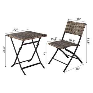 Ensemble bistrot moderne en rotin PE et acier pliable 4 places, table et <span class=keywords><strong>chaises</strong></span> de café d'extérieur pour <span class=keywords><strong>salon</strong></span>, cour, parc, hôtel - Product Image 4