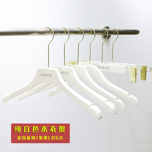 Pure white solid wood clothes hangers, clothing store special, children's and women's clothing, non-slip wooden clothes - Product Image 3