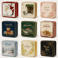 Boîte en métal carrée personnalisée pour cadeaux de Noël, petite boîte en métal de qualité alimentaire pour chocolats, bonbons, biscuits, avec couvercle, emballage de fêtes