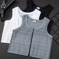 Service OEM, Bandeau de compression pectorale avant avec fermeture éclair, pour un effet super plat, respirant, pour FTM et transgenres