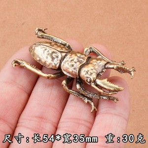 Sculture di coleotteri in ottone Vintage 1 pezzo, figurine di insetti in metallo, coleotteri con le corna lunghe in miniatura per l'arredamento del Desktop - Product Image 2