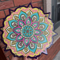 Sous-verres en relief style mandala, estampage doré, décoration de table, vente en gros d'usine