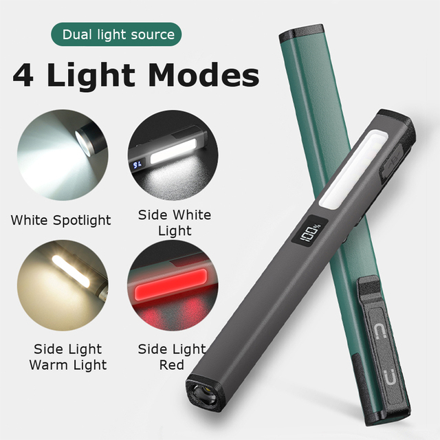 SC08 Emergency Power Camping Medical LED Torch USB C Rechargeable IP65 Waterproof CE Certified Aluminum Alloy COB Working Light