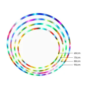 卸売Ledフラリングスポーツフープ調節可能な取り外し可能な照明付き点滅フラフープ