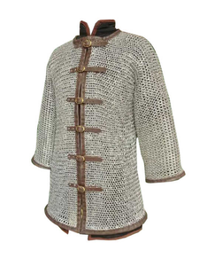 High Quality Handmade Mild Steel Medieval <b>Chainmail</b> <b>Shirt</b> Flat Riveted Washer Ring Full Sleeves Hauberk Cosplay Reenactment - Product Image 3