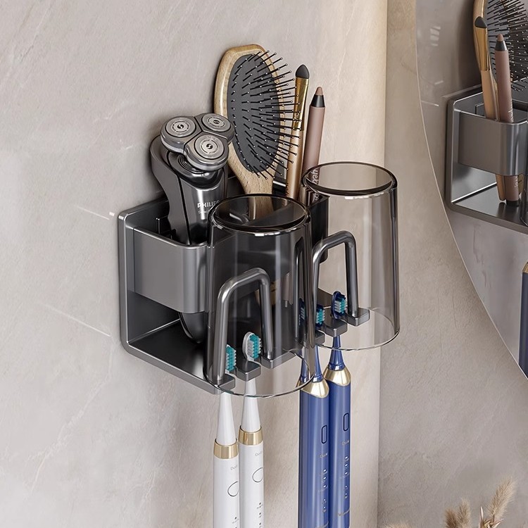 Porte-gobelet gris anthracite à 2 compartiments avec gobelet - amovible