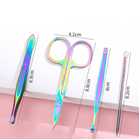 Kit de manucure professionnel 15 pièces en métal arc-en-ciel, outil de soin des ongles, coupe-ongles, ciseaux à ongles
