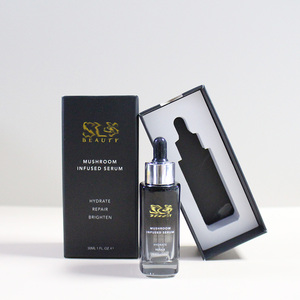 1oz 2oz 30ml flat shoulder tan essence oil Tincture frosted Glass Dropper Serum Bottle with Black Paper Tube Box