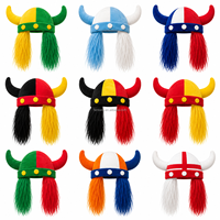 Casquette Perruque Casque Viking pour Supporters de Football Brésiliens – Accessoires de Fête et de Sport pour Fans de Football