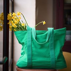 Large Capacity Canvas Tote Bag <b>Custom</b> Embroidery Logo Heavy Duty Canvas Shopping Beach Travel Shoulder Handbag - Product Image 2