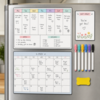 Tableau magnétique personnalisé avec logo pour réfrigérateur, planificateur mensuel et hebdomadaire, et bloc-notes pour l'agenda familial