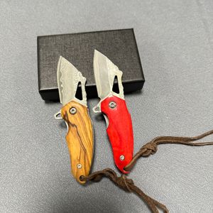 Dễ thương Damascus thép gấp dao tự vệ nhẹ EDC Dao Bỏ Túi gỗ ô liu xương gia súc xử lý hộp nhỏ cắt - Product Image 5