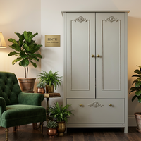 Armoire de Rangement Modulaire Démontable pour Vêtements d'Enfants, Style Mid-Century, avec Moulures Sculptées et Portes Vitrées, pour Chambre d'Enfant et Hôtel
