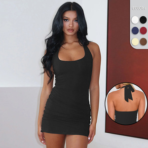 Nouvelle Robe Sexy Y2K à Col Halter et Dos Nu, Couleur Unie, Style Audacieux pour Femme, Inspirée des Tendances Européennes et Américaines - Product Image 4