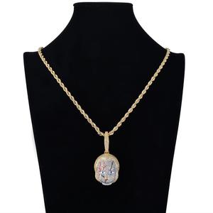 Collana con Ciondolo a Forma di Personaggio Cinematografico, Gioielli Hip Hop, Placcato Oro 14K con Zirconia Cubica, per Uomo, Halloween - Product Image 5