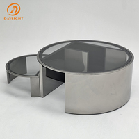 Meubles de salon table basse avec dessus en verre ensemble de table basse ronde noire luxe moderne
